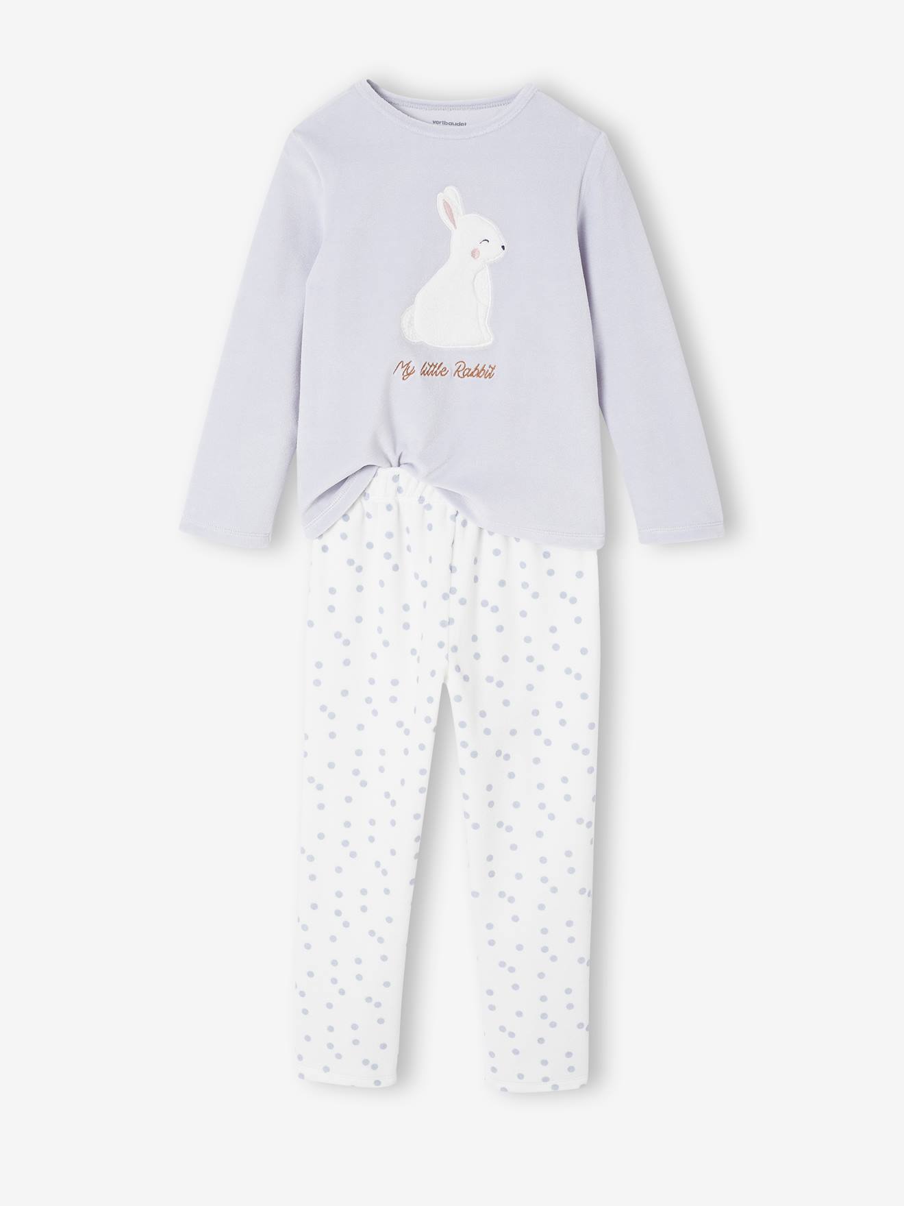 Pyjama fluweel / velours voor meisjes Konijn hemelsblauw afbeelding