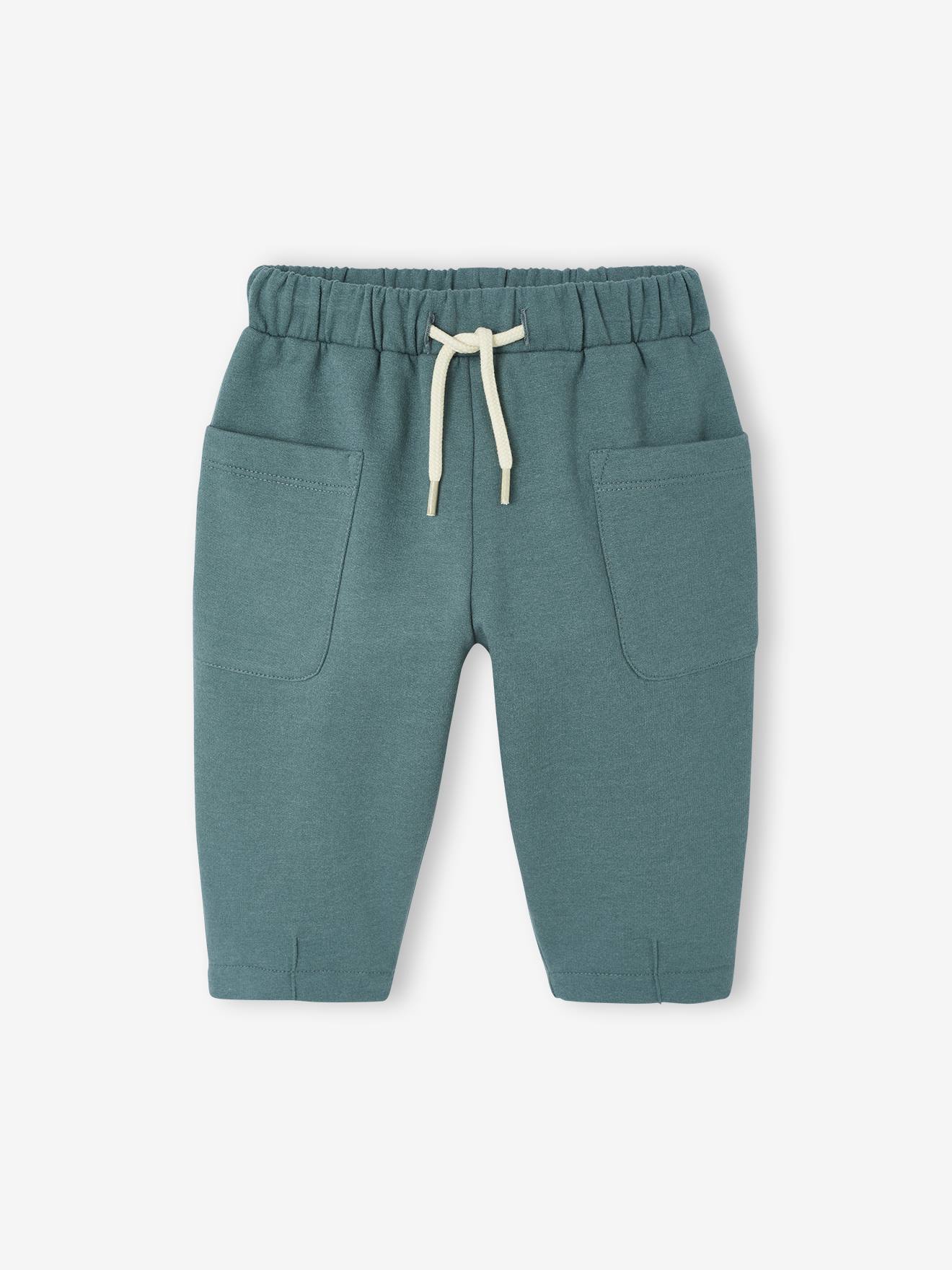 Wijde babybroek van sweatstof groen afbeelding