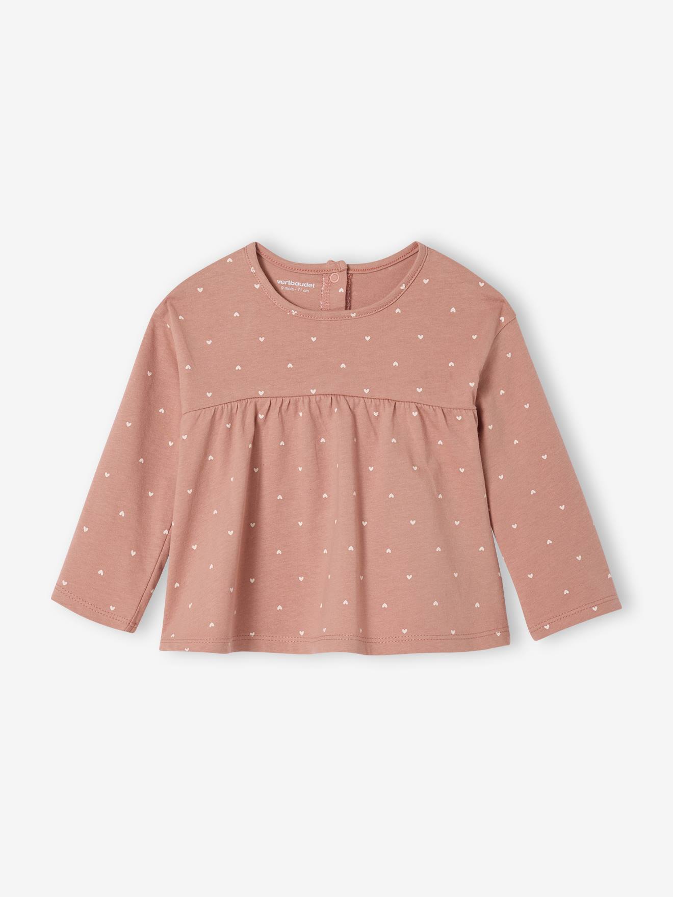 T-shirt met print en lange mouwen baby bio personaliseerbaar oudroze afbeelding