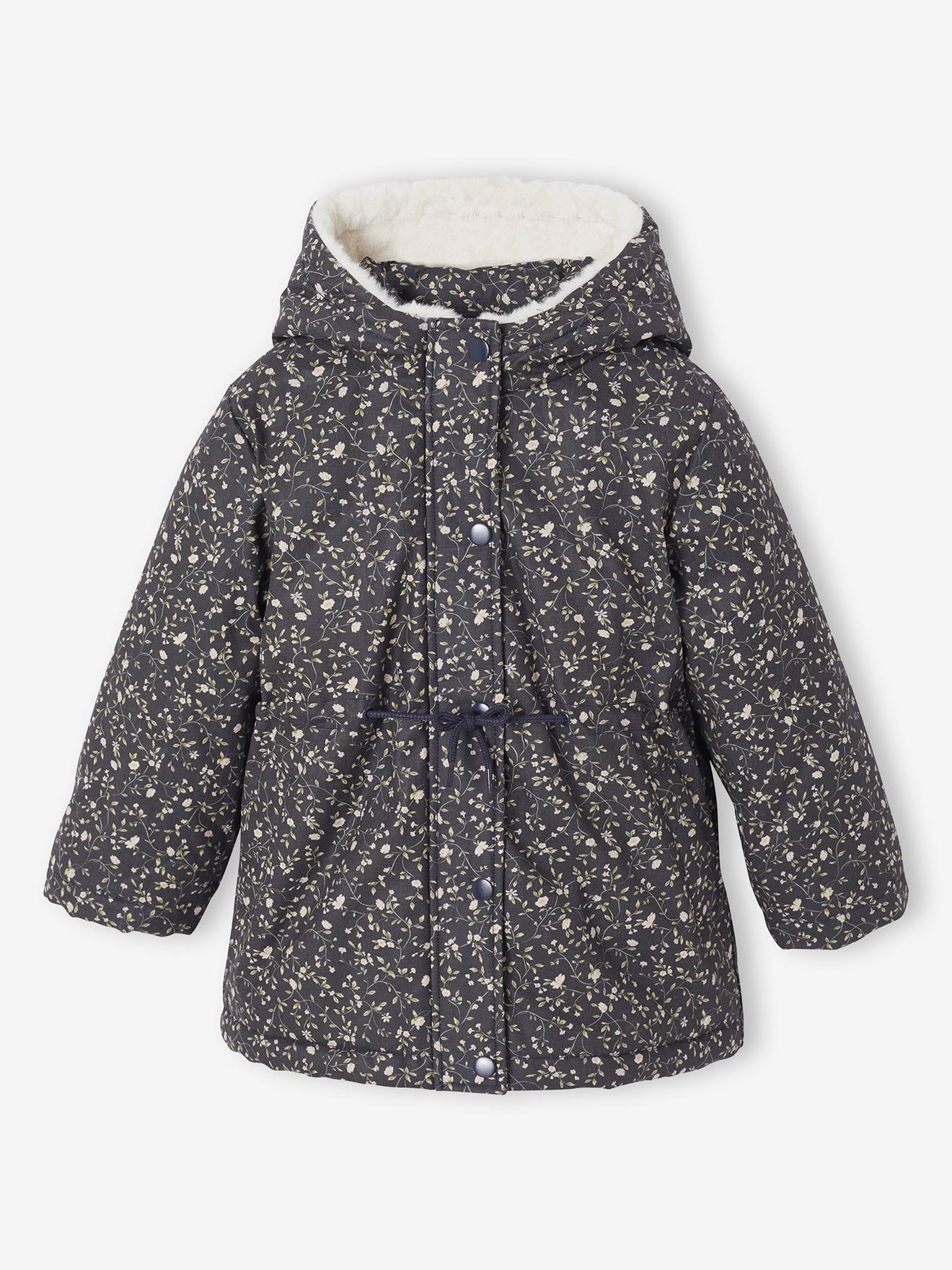 Romantische parka met capuchon voor meisjes marineblauw afbeelding