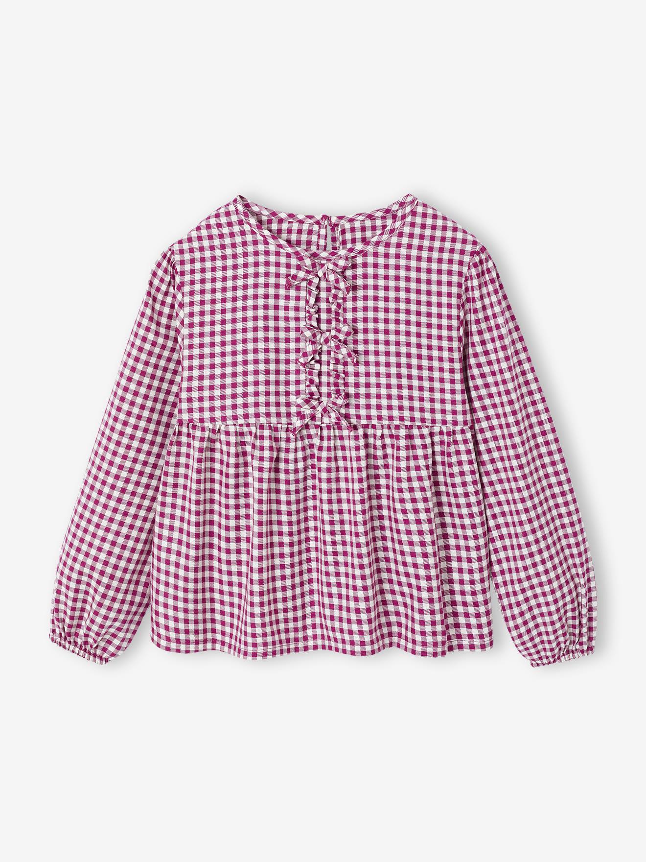 Blouse met bloemen meisje donkerpaars afbeelding
