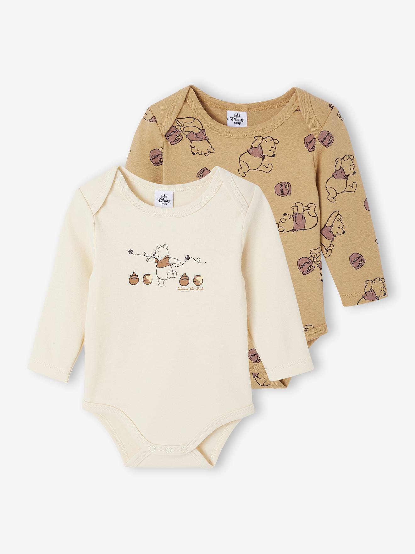 Set van 2 Body's WINNIE L'OURSON Lange Mouwen Pasgeboren Jongen cappuccino afbeelding