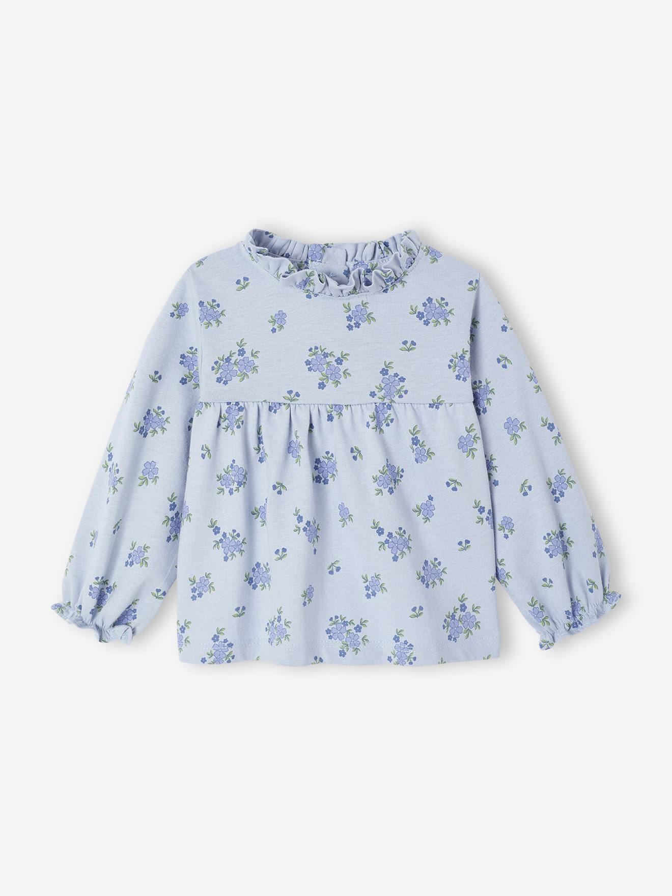 T-shirt baby bedrukte lange mouwen ijsblauw afbeelding