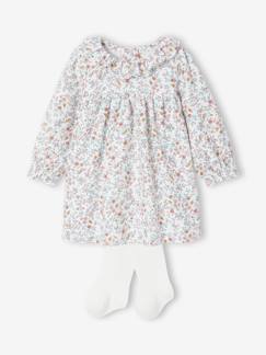 Baby-Babypakje met jurk met bloemenprint + panty's
