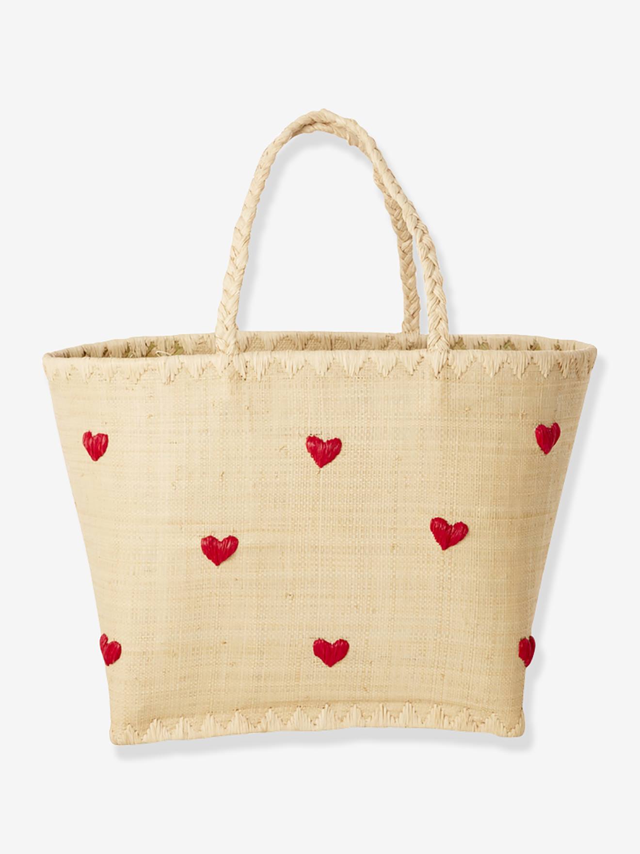 Kleine mand voor kinderen DARLING HEARTS RICE, raffia beige
