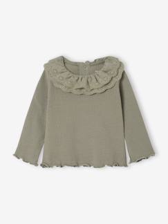 Baby-T-shirt, souspull-T-shirt-T-shirt baby met lange mouwen en geborduurde kraag