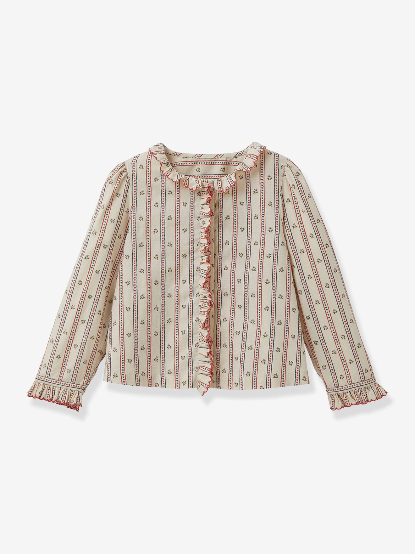 Bedrukte blouse voor meisjes CYRILLUS marineblauw afbeelding