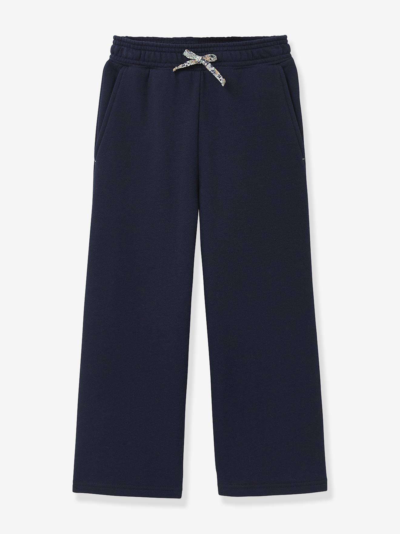 Joggingbroek voor meisjes van biologisch katoen CYRILLUS marineblauw afbeelding