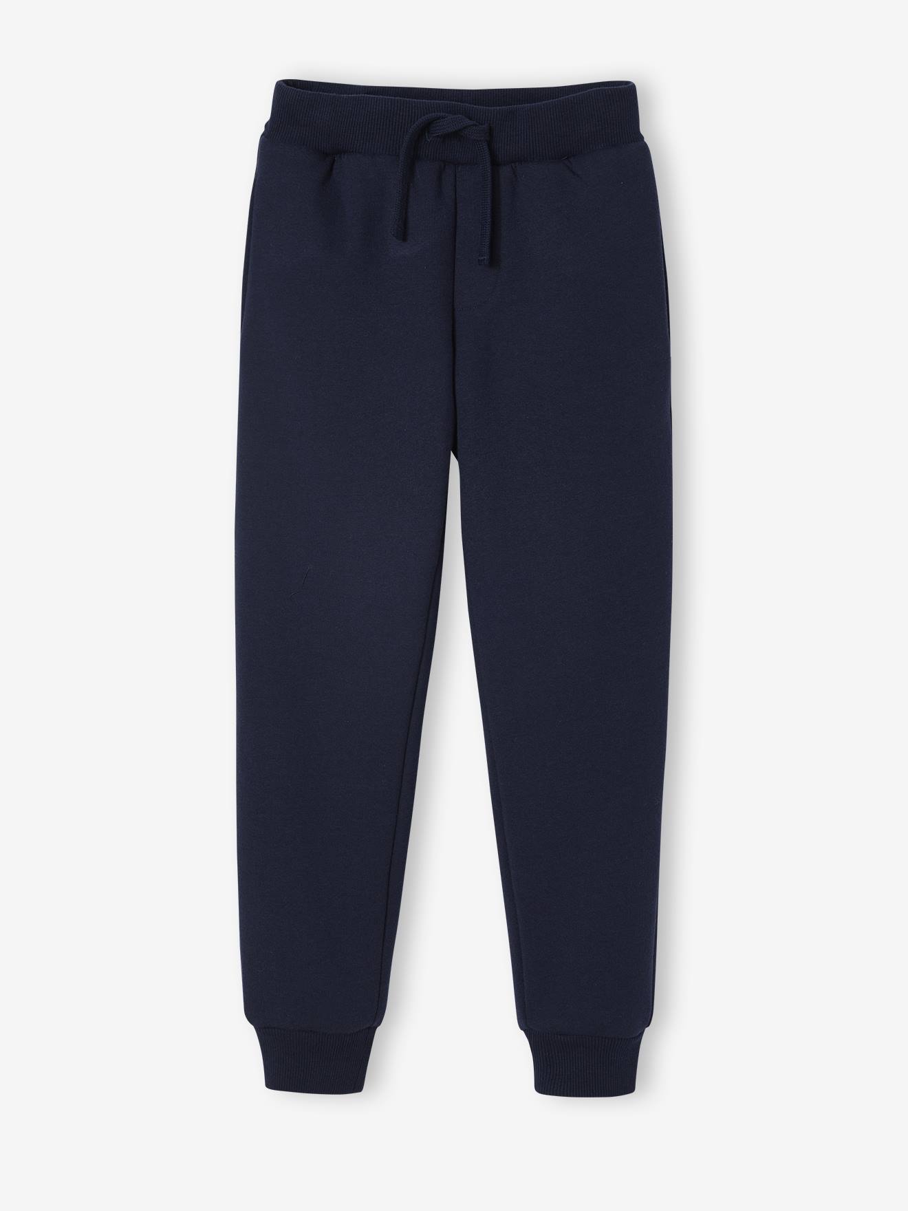 Joggingbroek van sweatstof voor jongens met sherpa voering marineblauw afbeelding