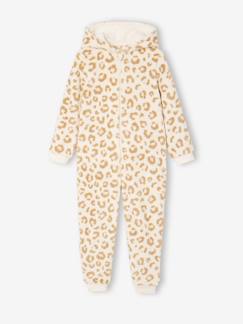 Meisjespyjama jumpsuit met luipaardprint van sherpa  - vertbaudet enfant