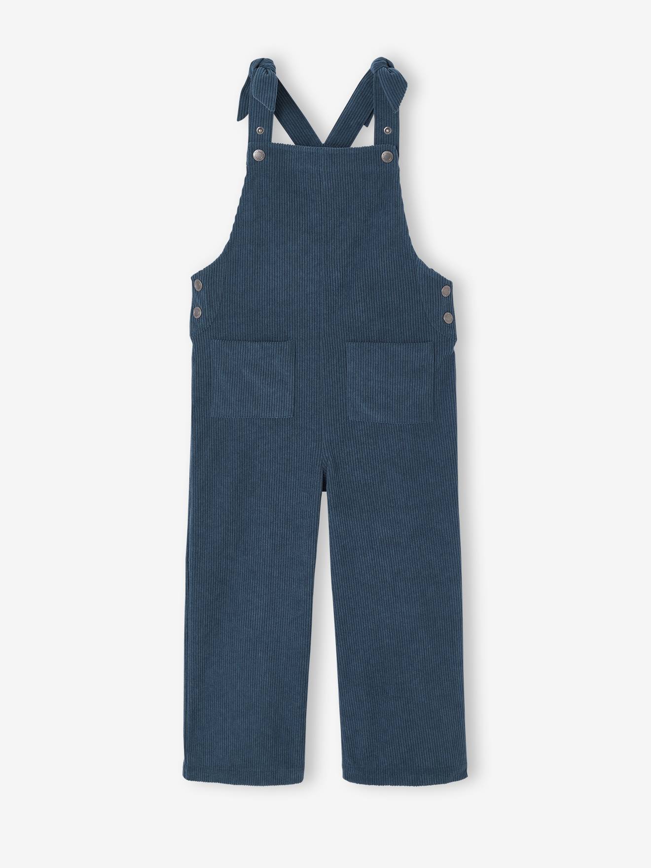 Salopet van fluweel / velours met fleece-effect en wijde pijpen voor meisjes dennen afbeelding