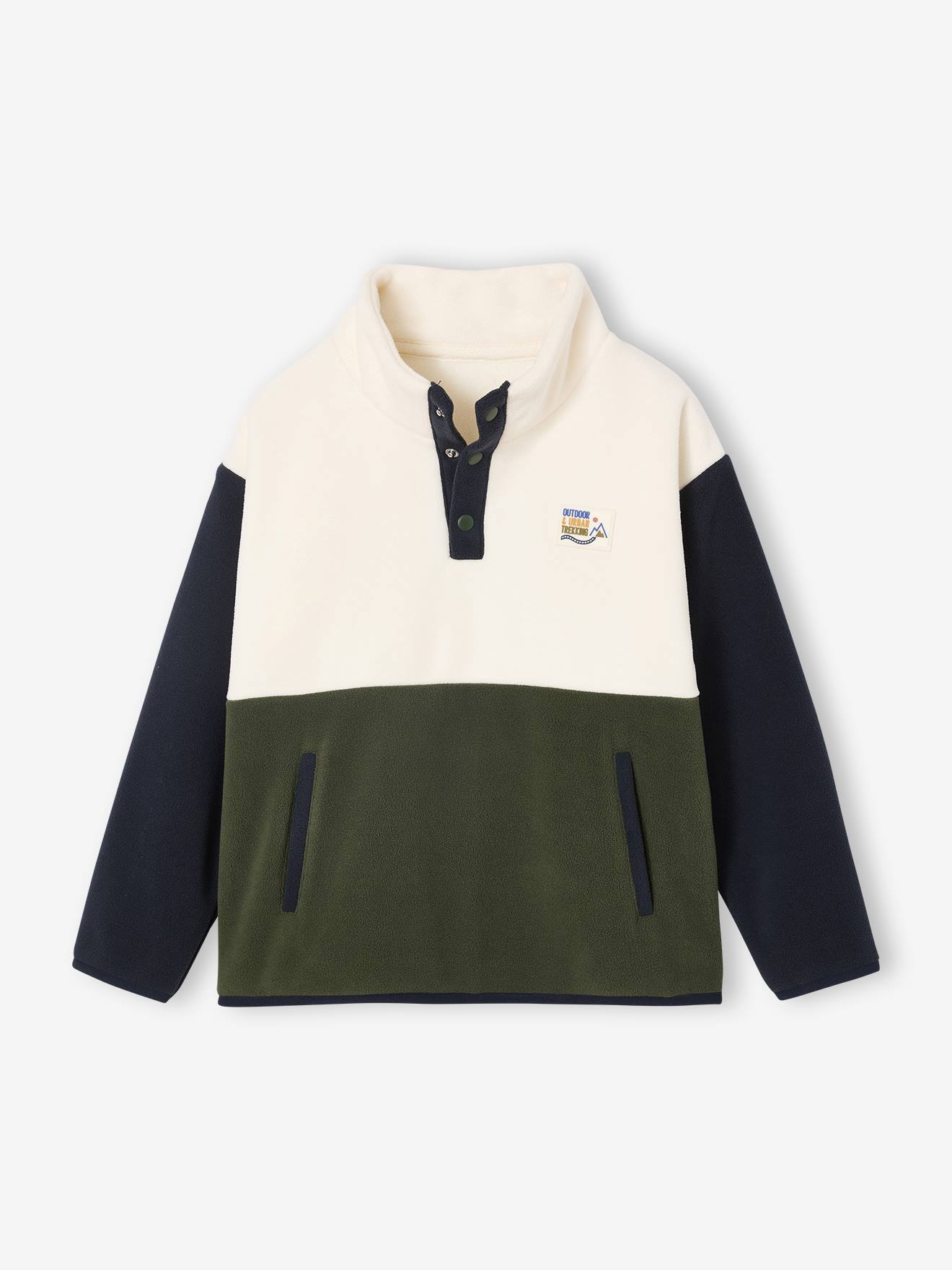 Fleece sweater voor jongens met lange mouwen groen afbeelding