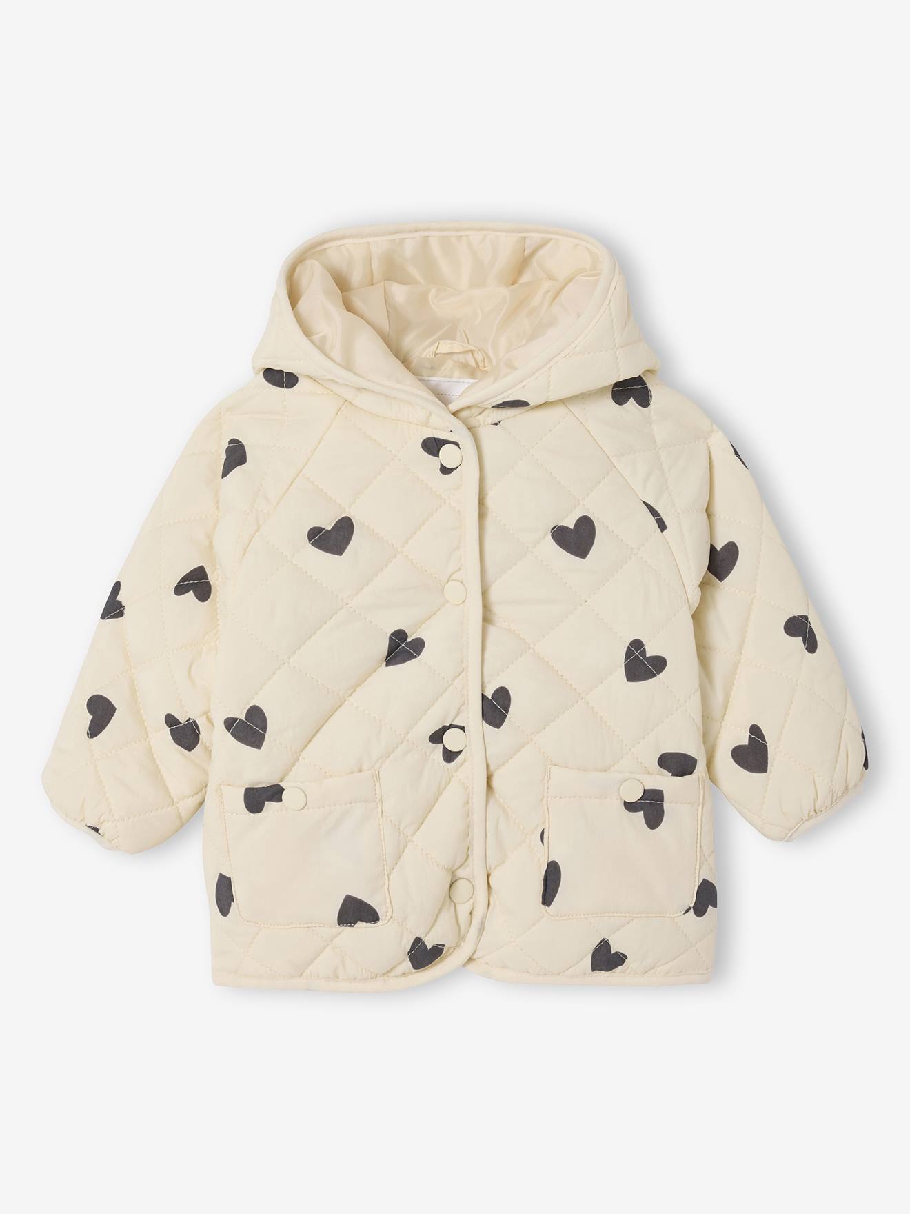 Gewatteerd babyjasje met capuchon vanille afbeelding