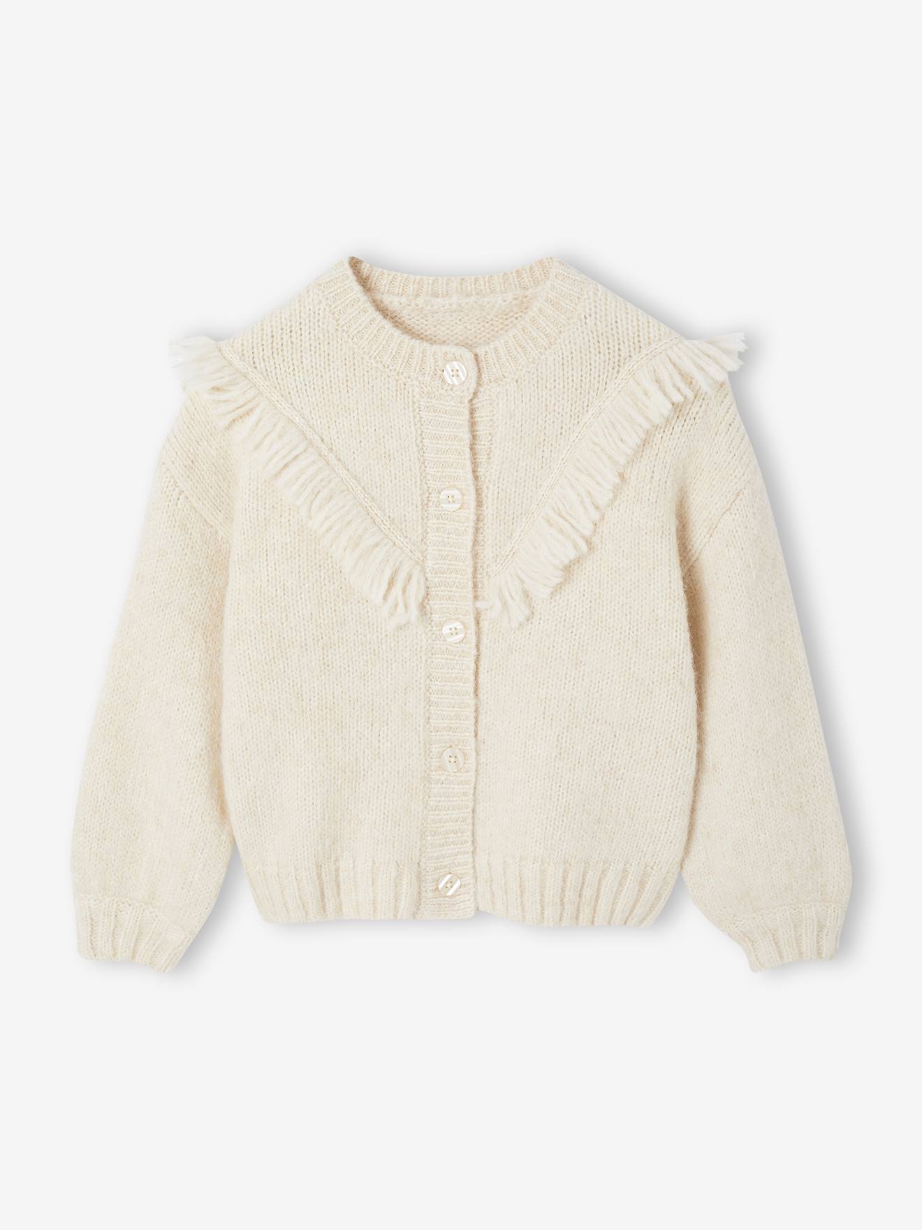 Vest met franjes voor meisjes ecru afbeelding