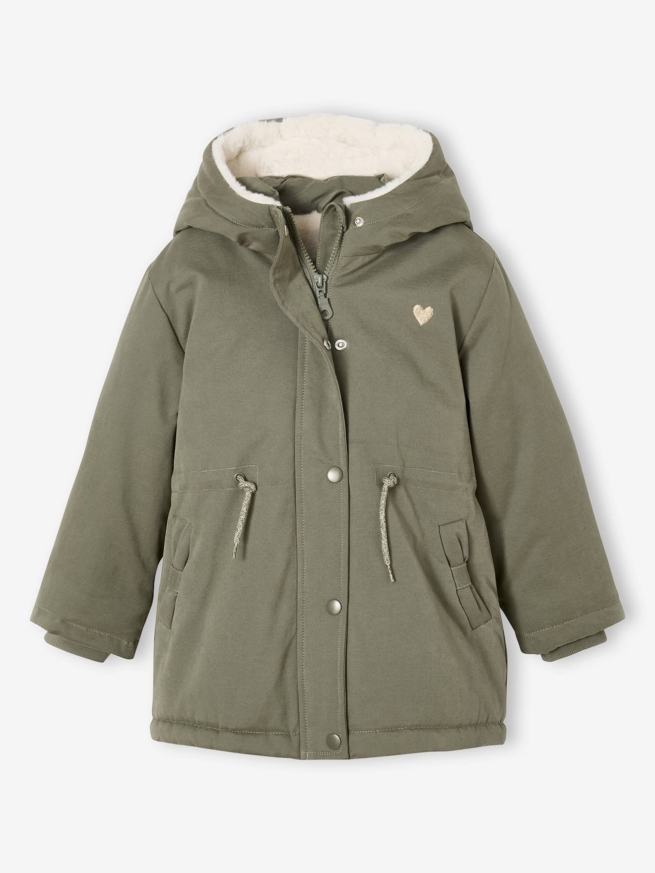 Romantische parka met capuchon voor meisjes groen afbeelding