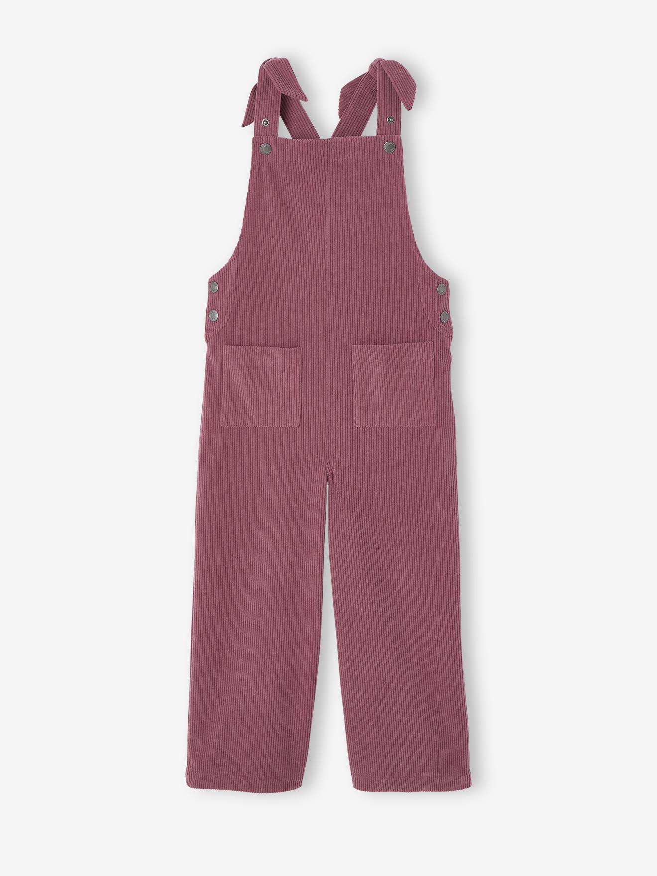Salopet van fluweel / velours met fleece-effect en wijde pijpen voor meisjes zachtpaars afbeelding