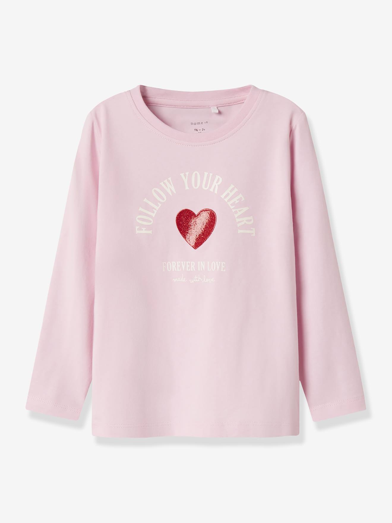 T-shirt met lange mouwen voor meisjes NMFLIRA NAME IT, boxy pasvorm rozen afbeelding