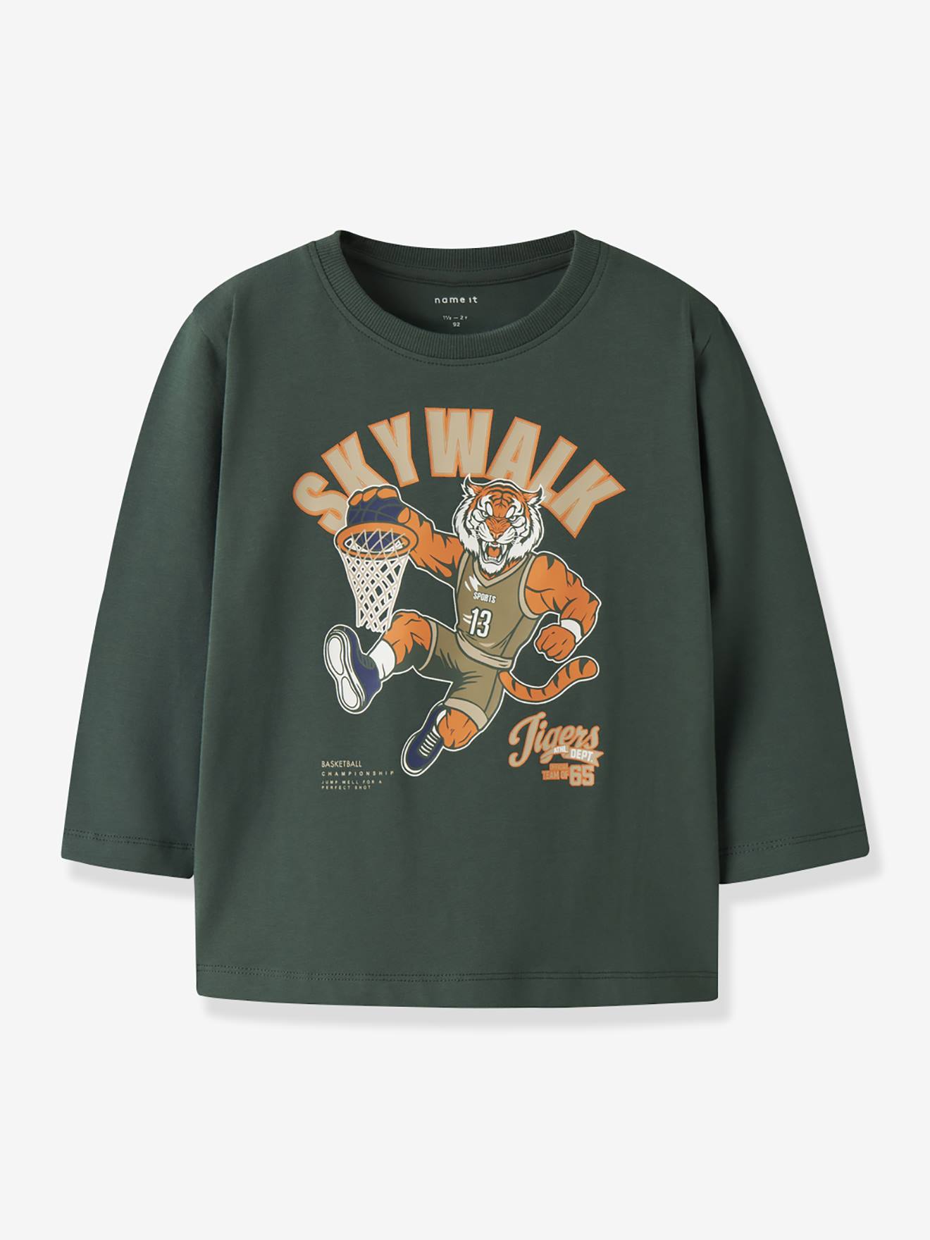 T-shirt met lange mouwen NMMLINCOM NAME IT, boxy pasvorm groen afbeelding