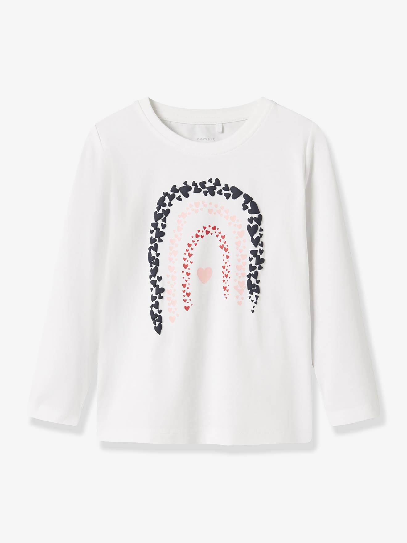 T-shirt met lange mouwen voor meisjes NMFLIRA NAME IT, boxy pasvorm wit afbeelding