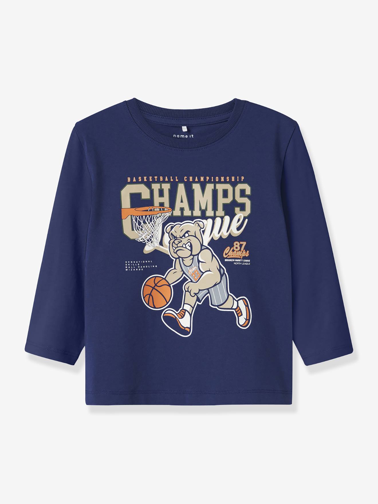 T-shirt met lange mouwen NMMLINCOM NAME IT, boxy pasvorm blauw afbeelding