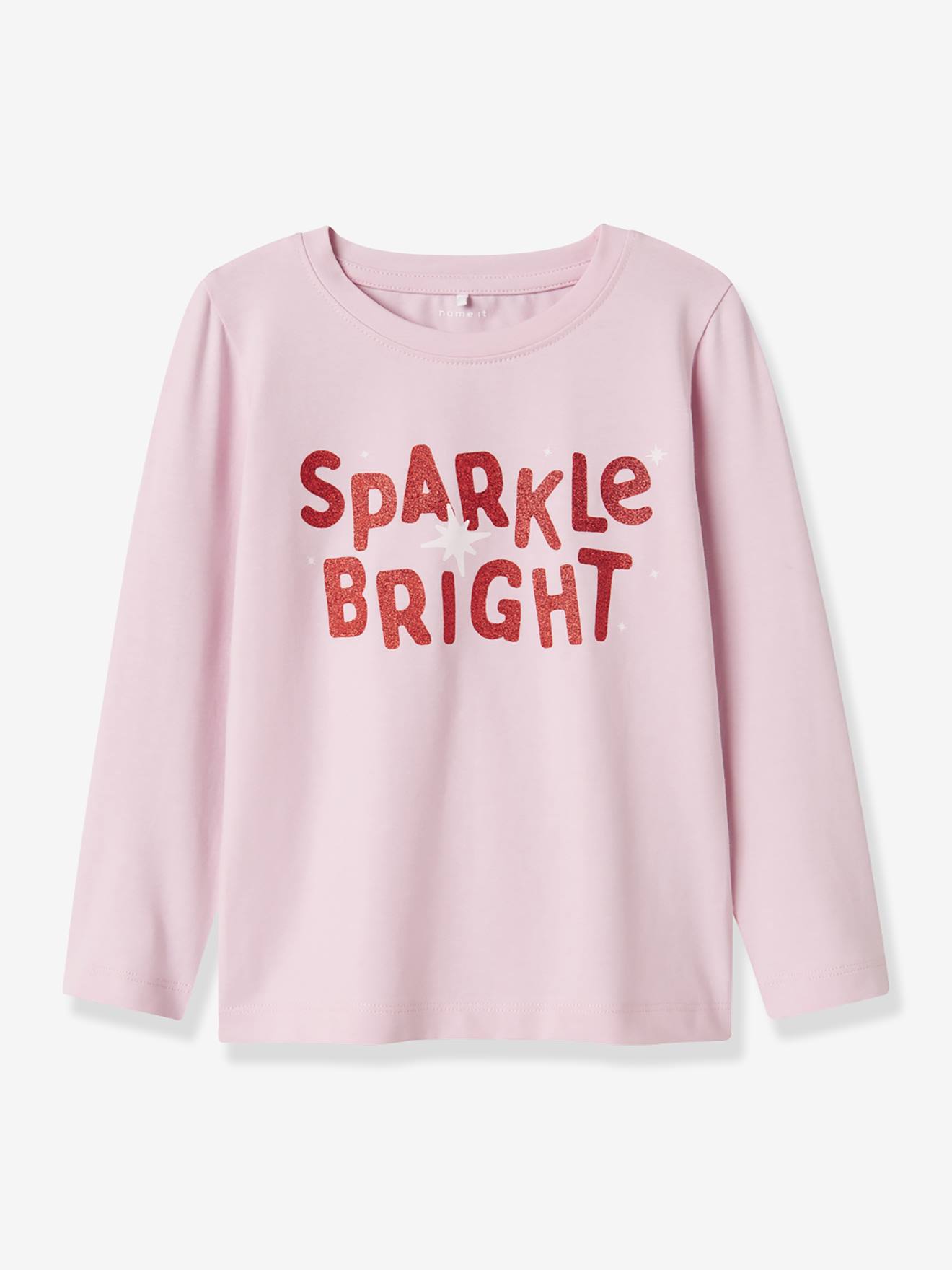 T-shirt meisjes lange mouwen NMFLINEA NAME IT, boxy pasvorm rozen afbeelding