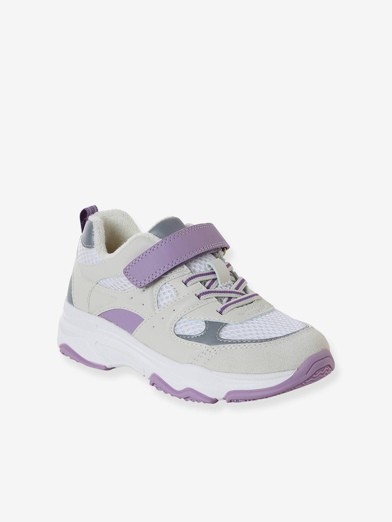 Klittenband baskets en elastische veters kindBaskets Sport Bertha S ecru afbeelding