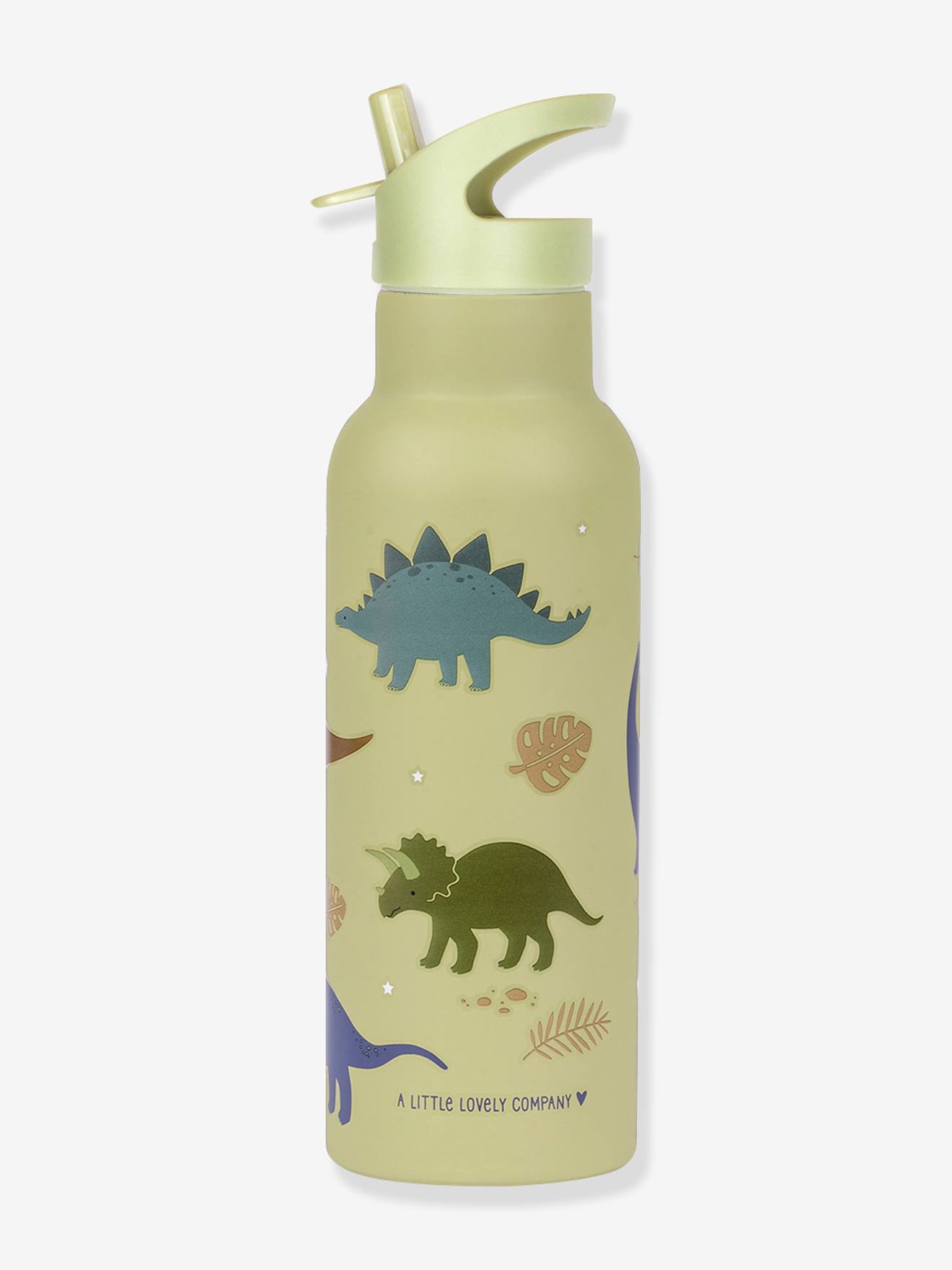 Roestvrijstalen fles voor jongens DINOS A Little Lovely Company 500 ml kaki