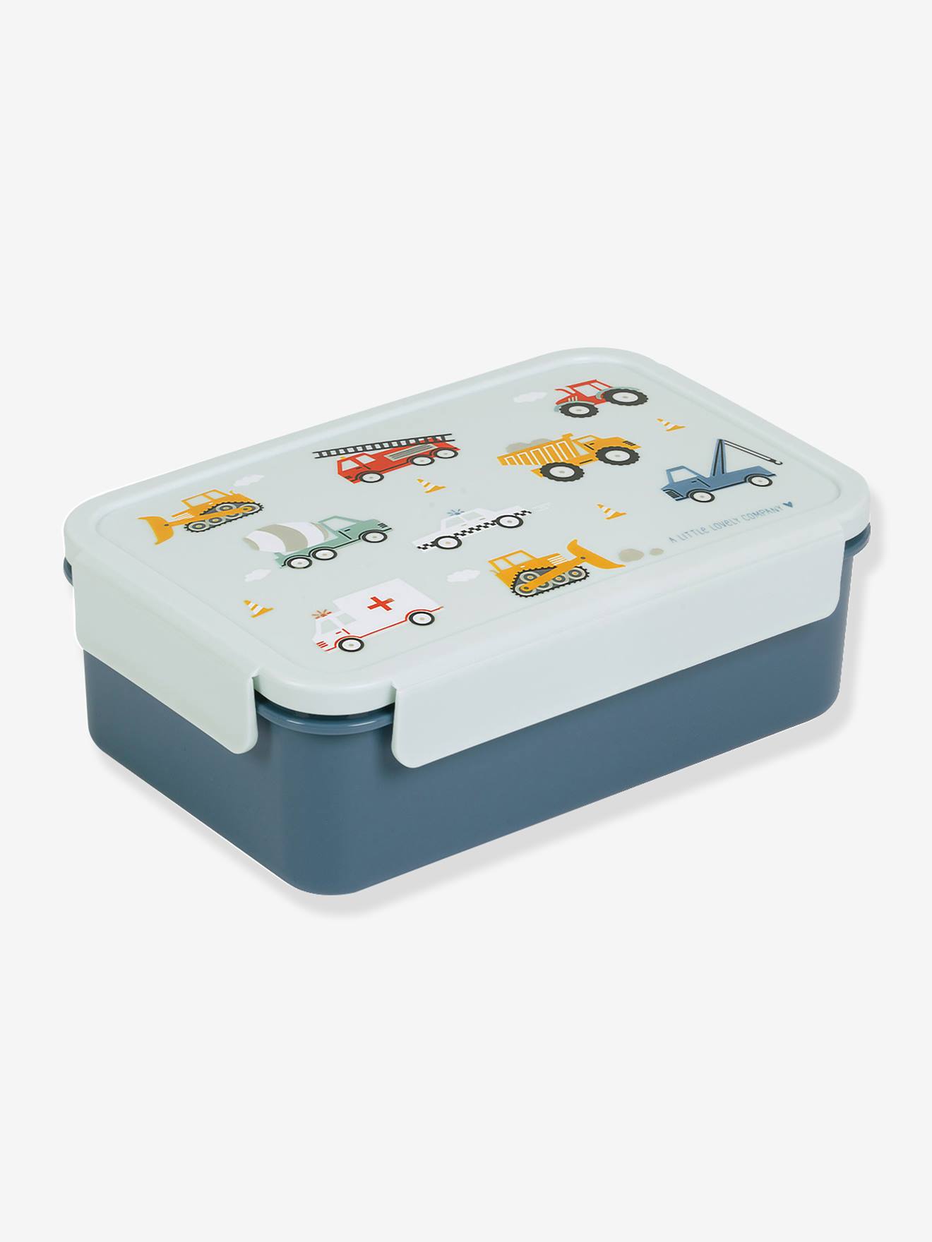 Lunchbox voor jongens VOERTUIGEN A Little Lovely Company bleekblauw