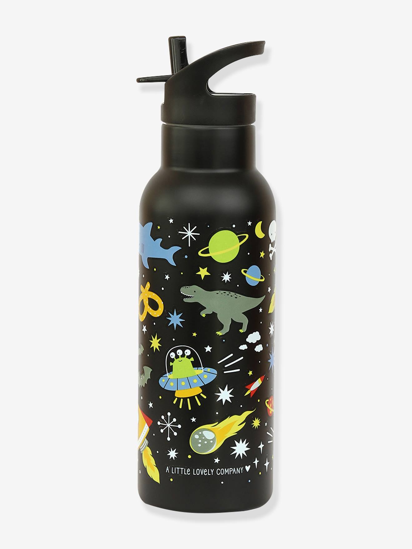 GALAXIE roestvrijstalen fles voor kinderen A Little Lovely Company 500 ml zwart