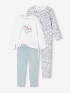 Set van 2 pyjama's fluweel/velours met bloemen voor meisjes  - vertbaudet enfant