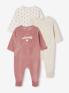 Baby-Set van 3 fluwelen babyslaappakjes BASICS