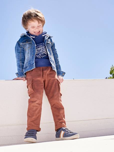 Tennisschoenen met klittenband voor jongens NAVY+wit/marineblauw/geel - vertbaudet enfant 