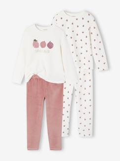 Set van 2 pyjama's voor meisjes in fluweel / velours Fruit  - vertbaudet enfant