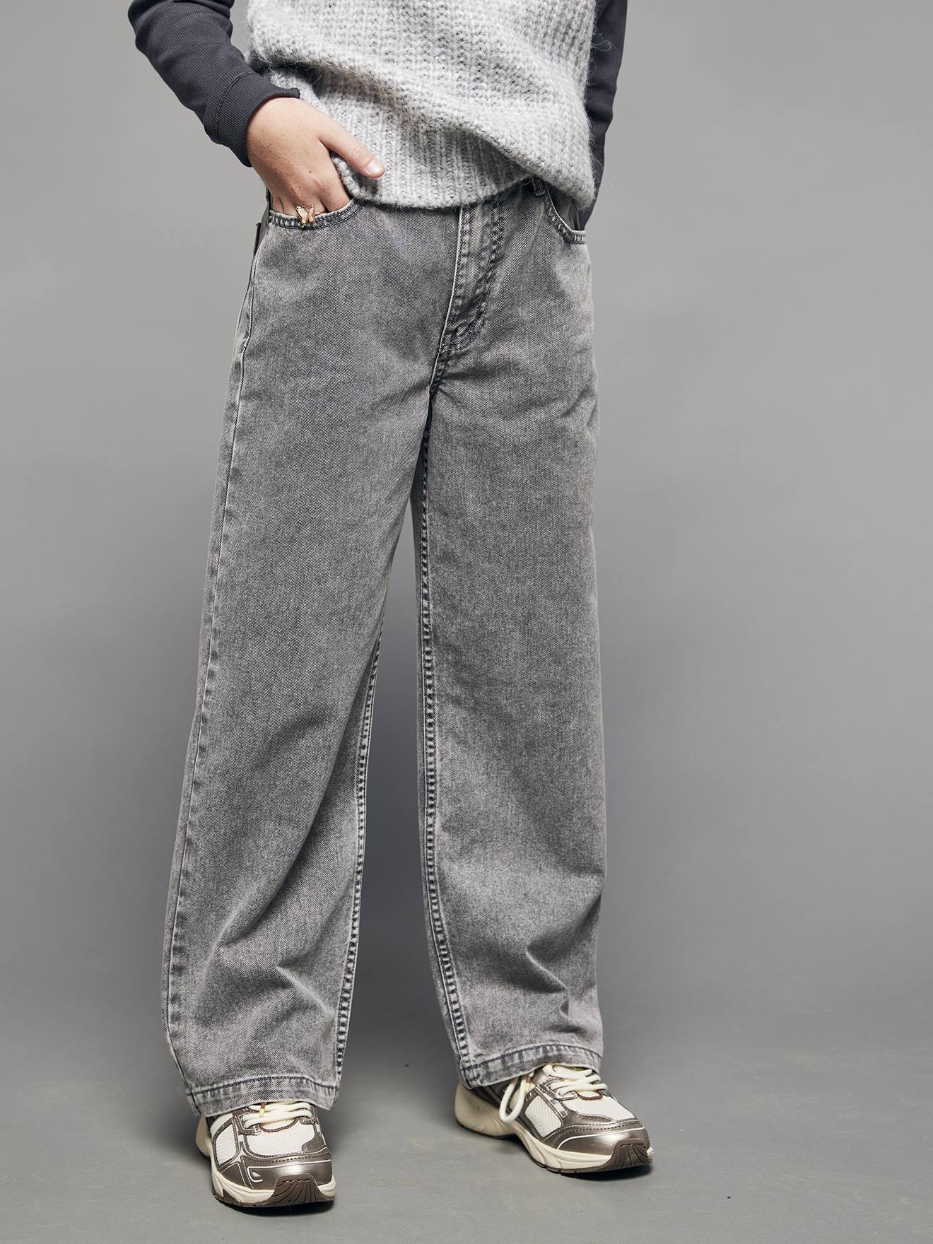 Losse jeans voor meisjes JONEN denimgrijs afbeelding