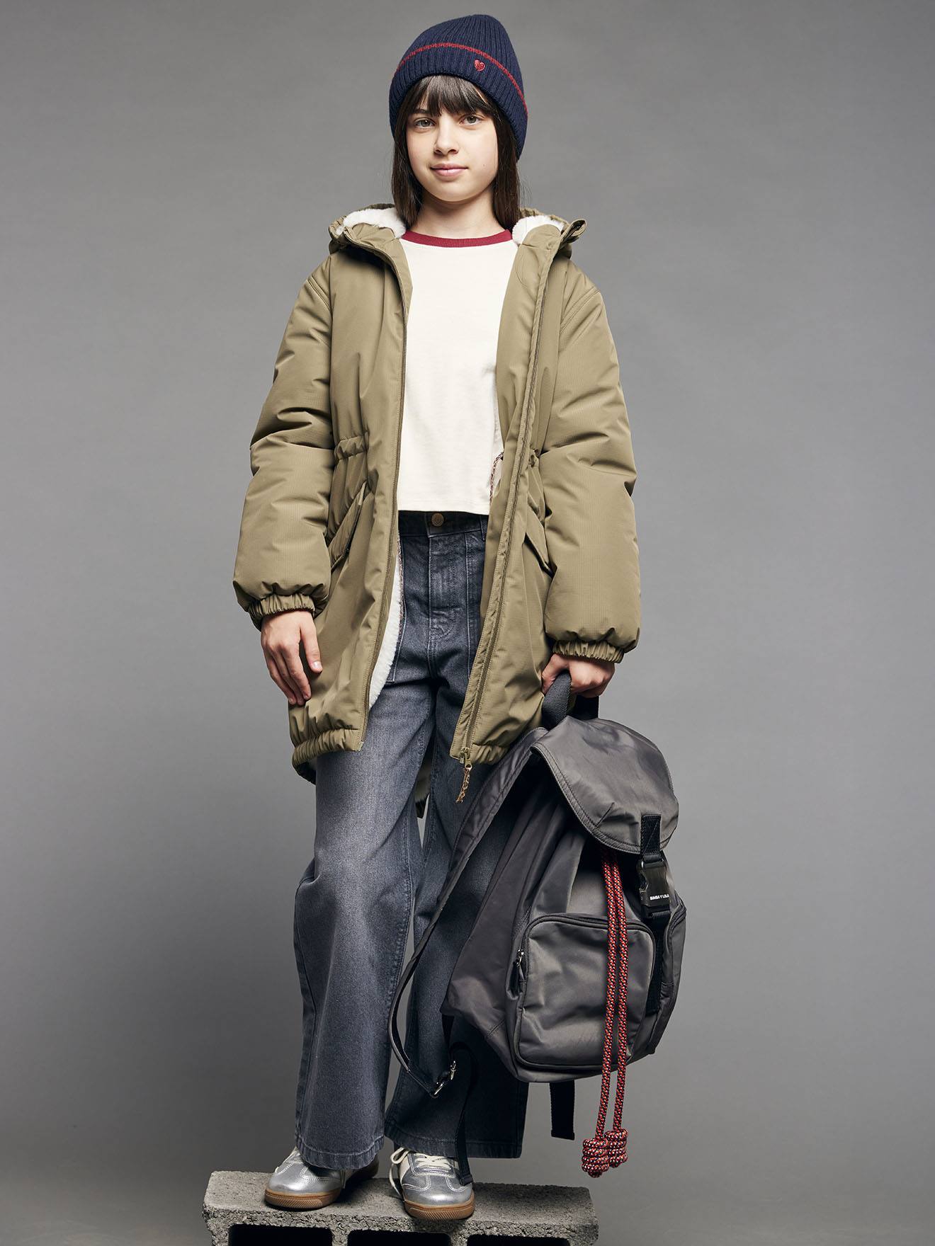 Parka met capuchon voor meisjes JONEN kaki afbeelding