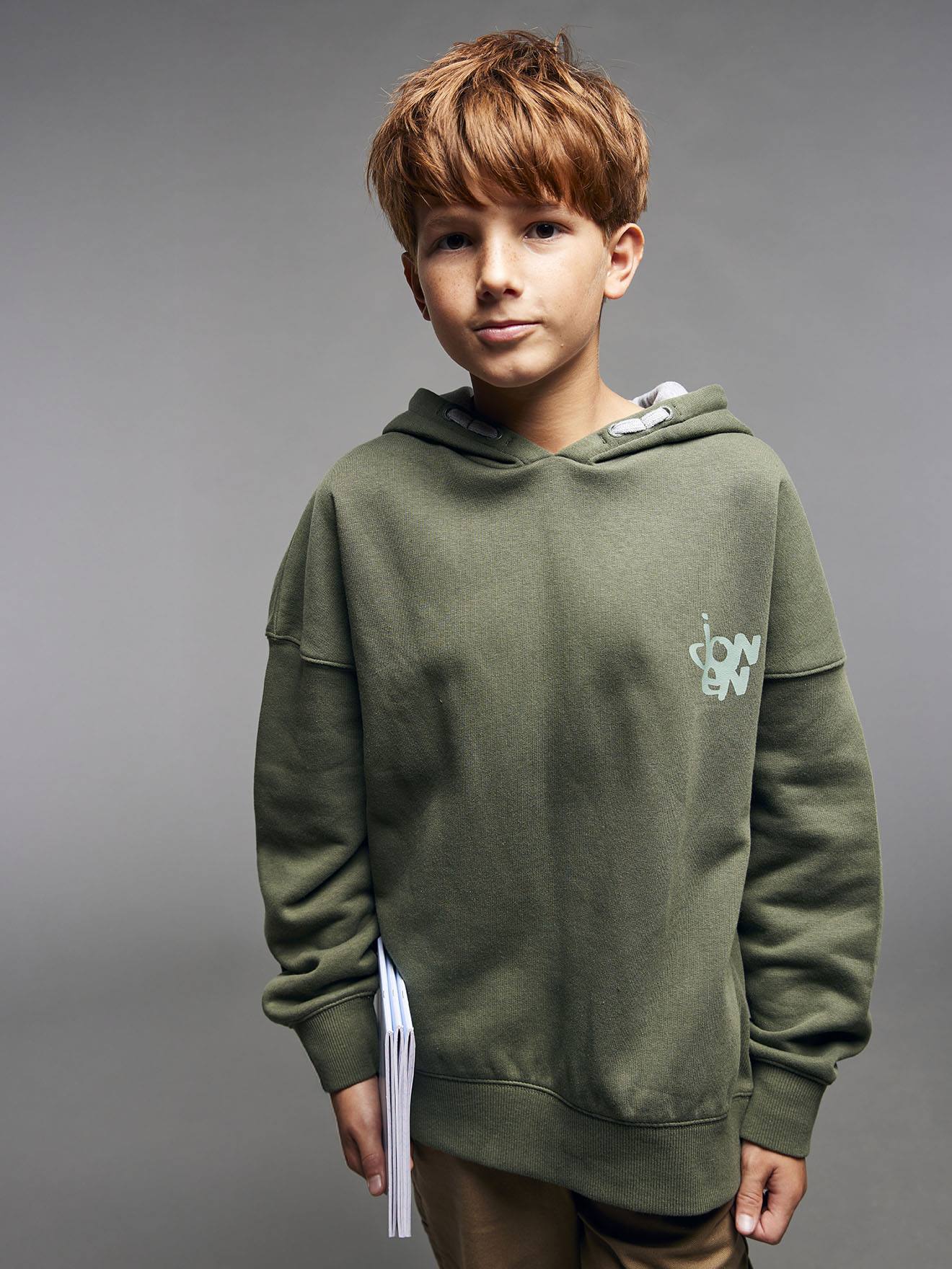 Sweater met capuchon voor jongens Jonen kaki afbeelding