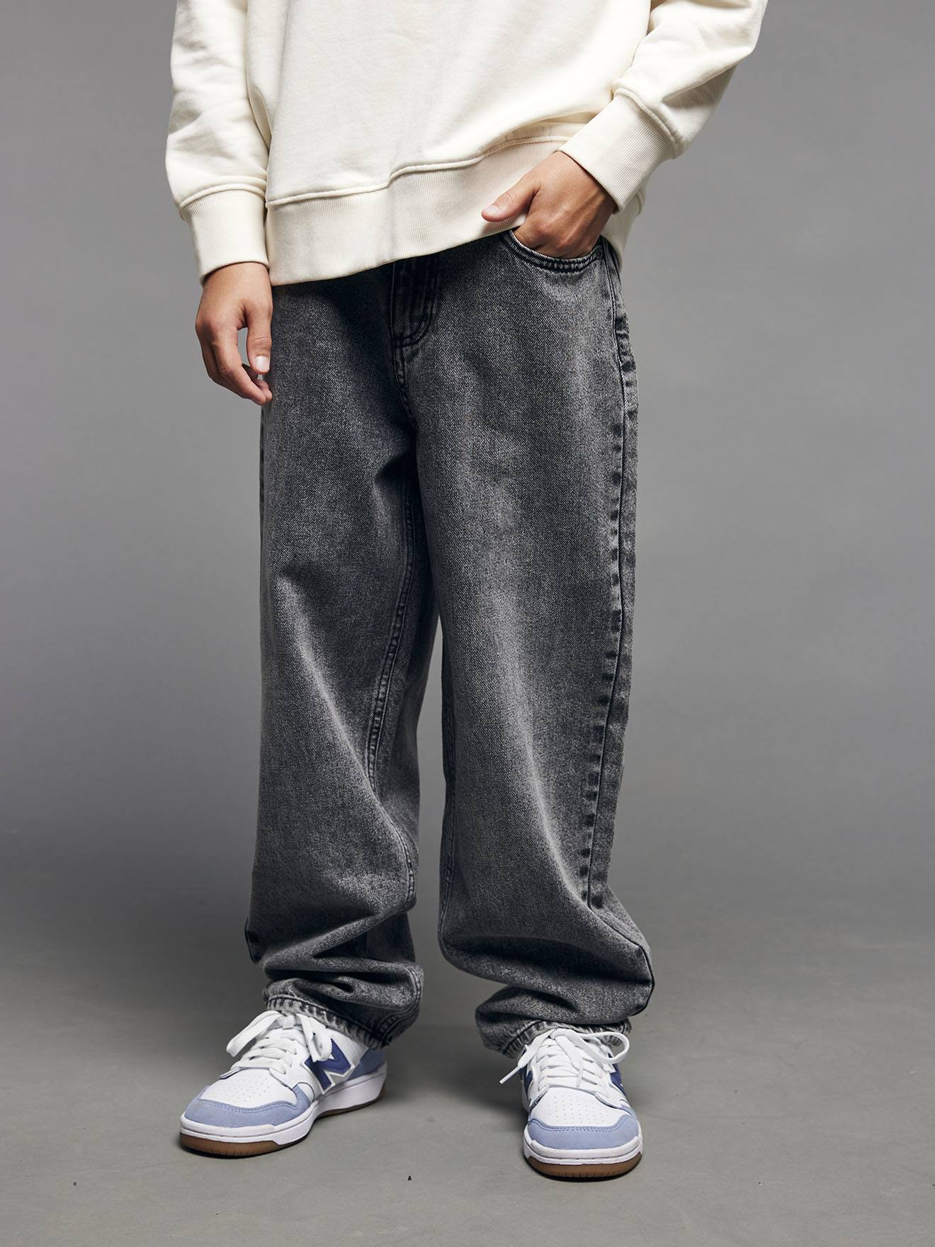 Losse jongensjeans JONEN denimgrijs afbeelding