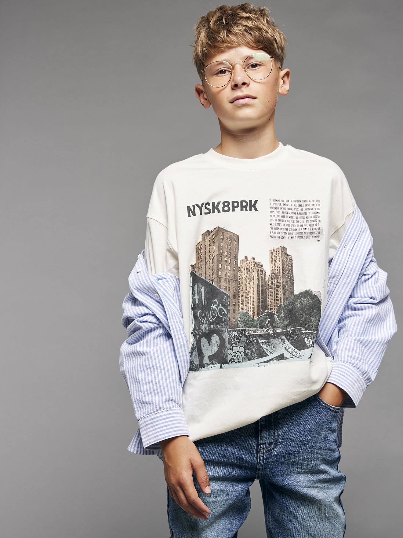 Oversized T-shirt met fotoprint JONEN ecru afbeelding