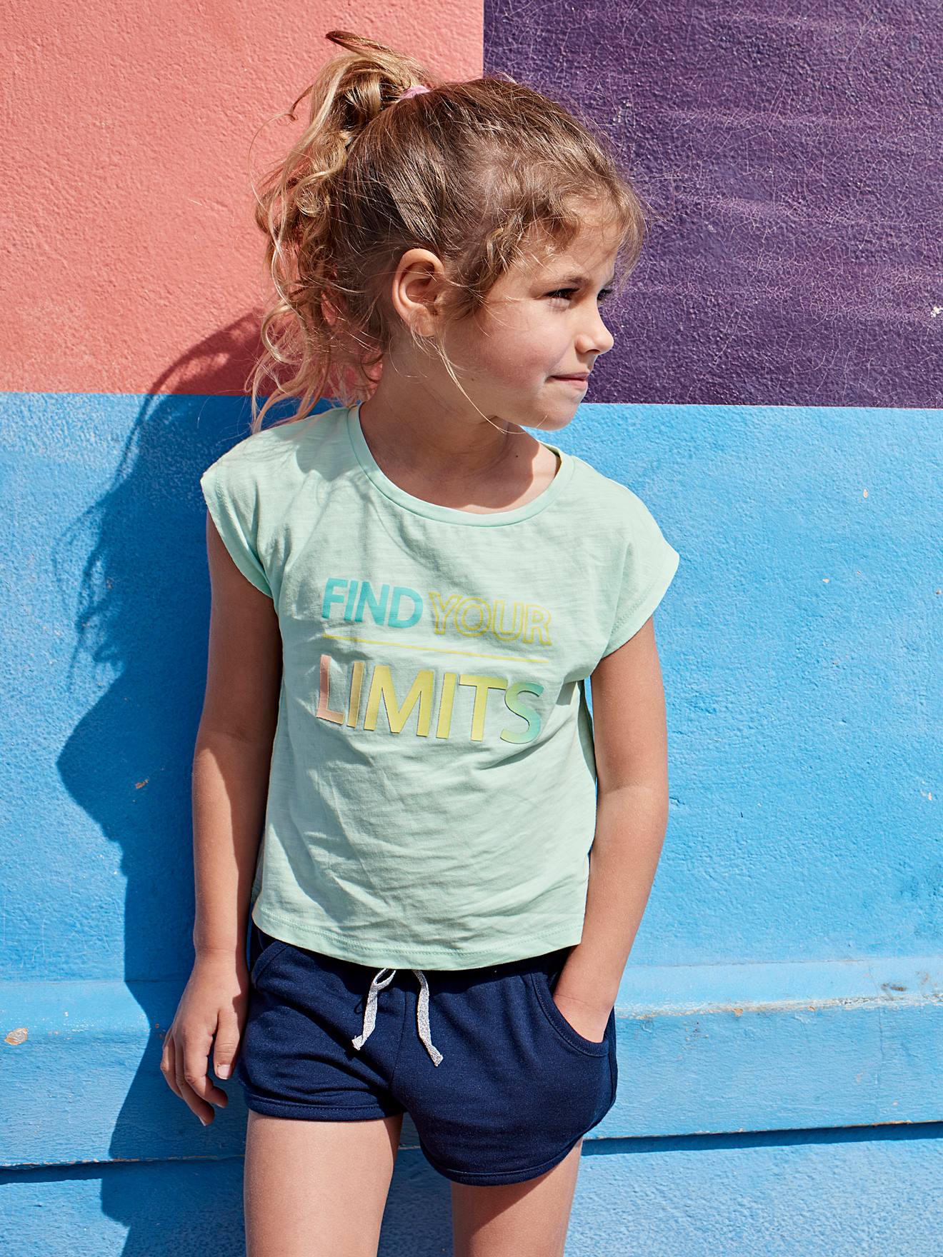 Sportshort voor meisjes - donker marine, Meisje
