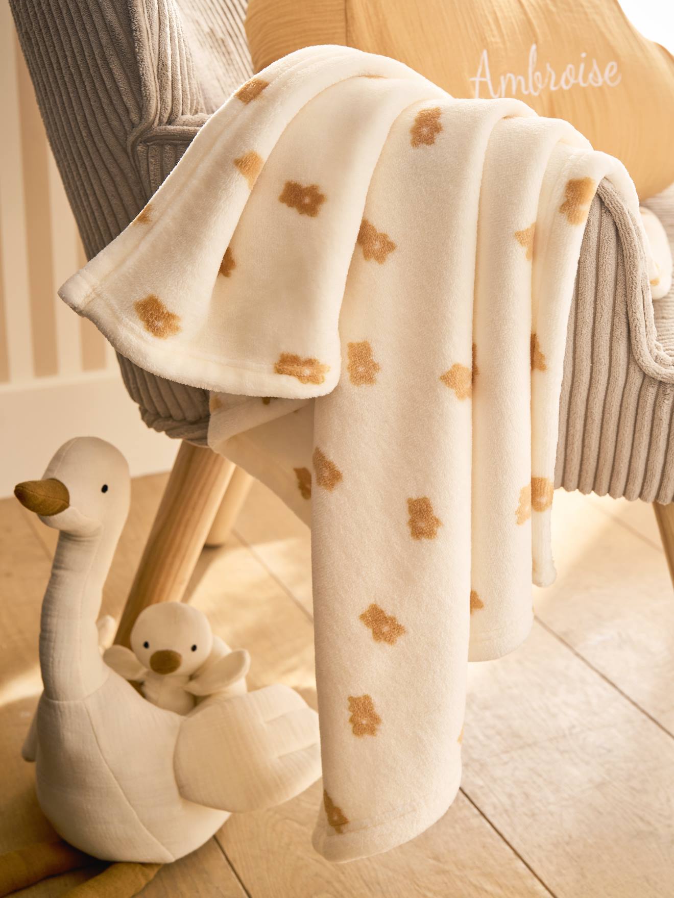 Bedrukte fleece deken. wit, bedrukt afbeelding