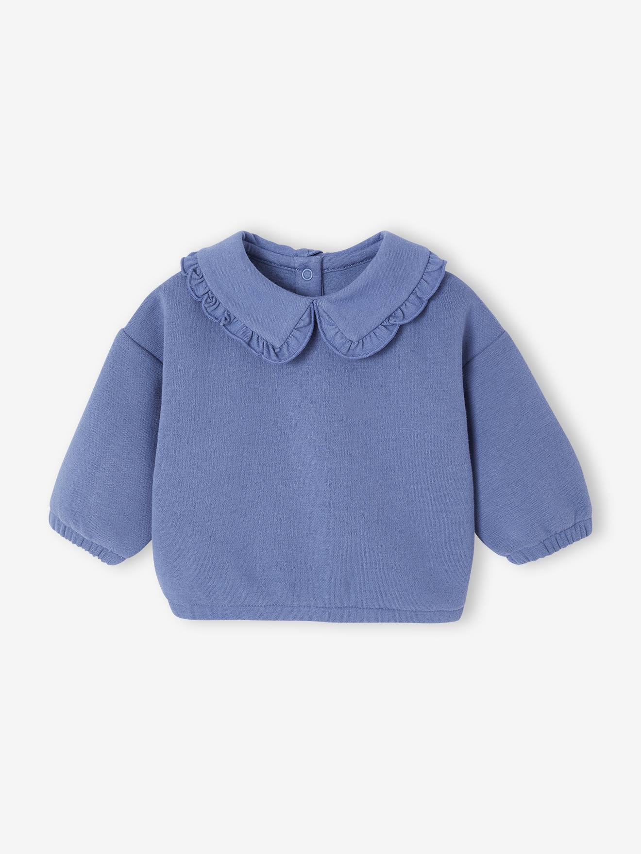 Sweater voor pasgeborenen met denim effect blauw afbeelding