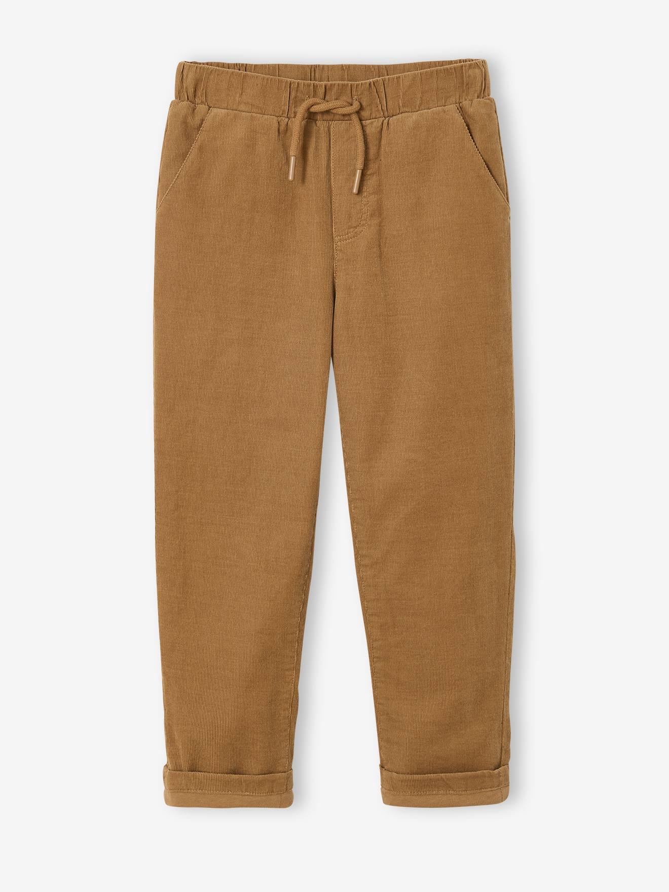 Broek van fluweel / velours met verstelbare elastische taille voor jongens pecannoot afbeelding