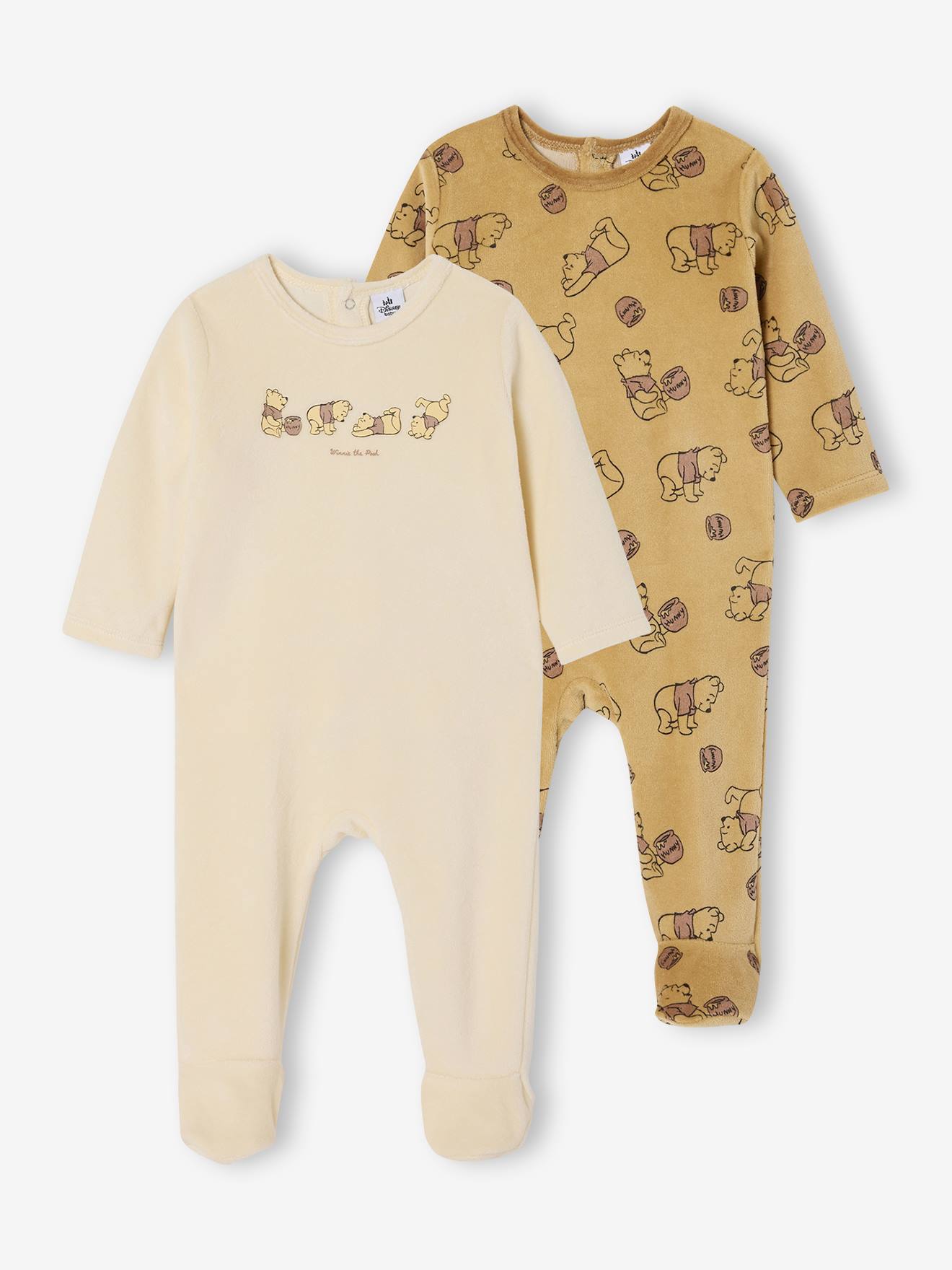 Set van 2 Disney® WINNIE L'OURSON babyslaappakjes van fluweel / velours cappuccino afbeelding
