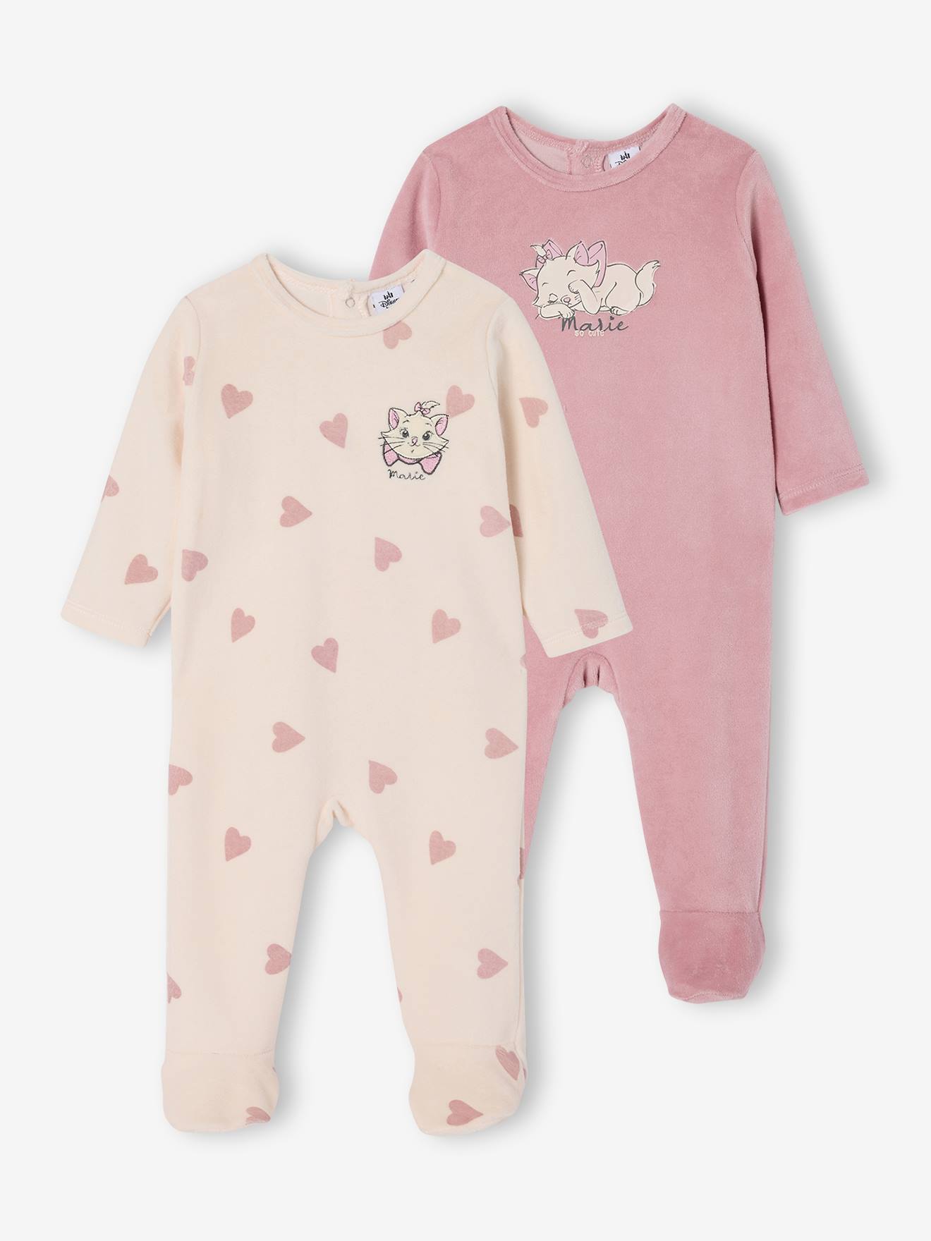Set van 2 babyslaappakje fluweel / velours Marie lila (poederkleur) afbeelding
