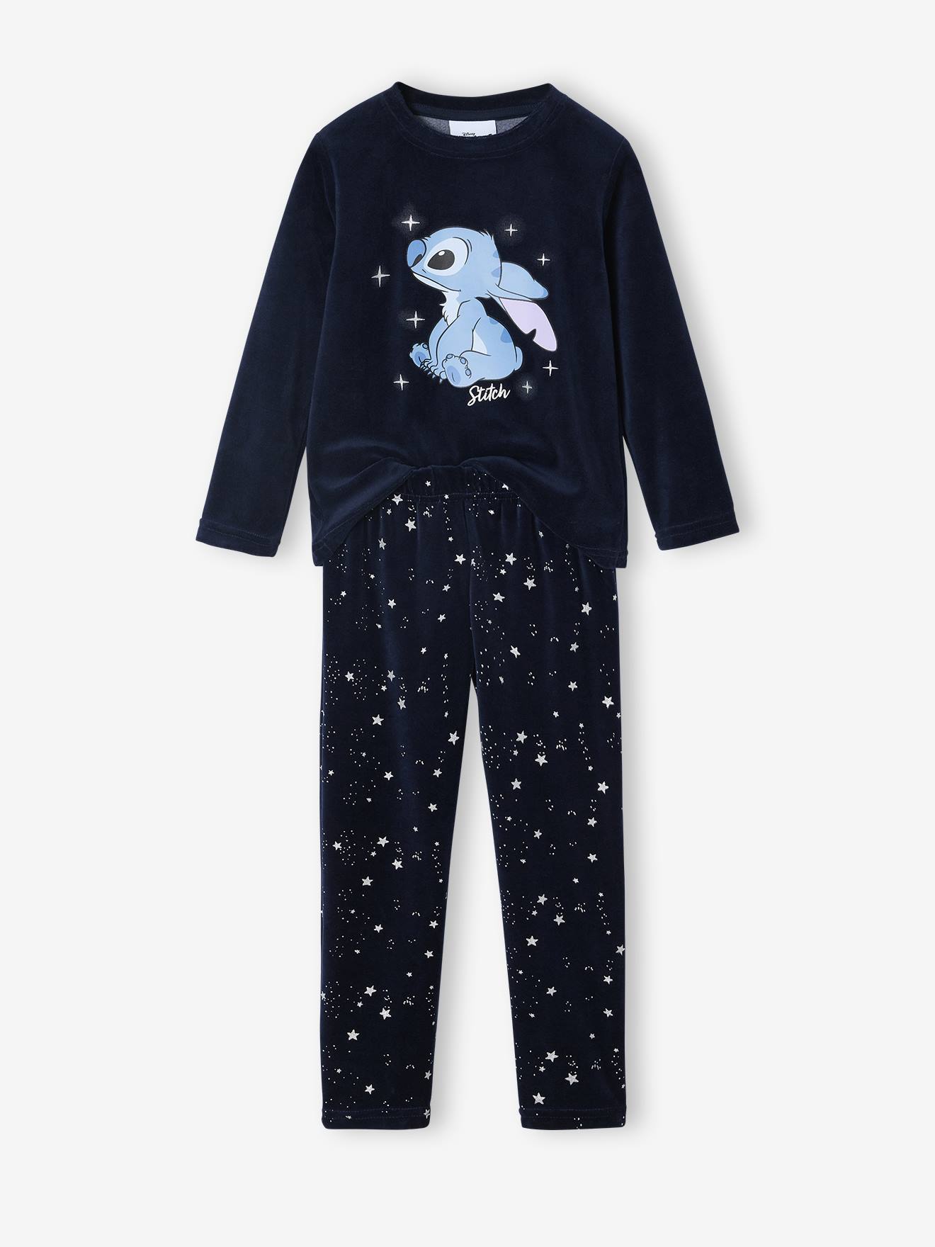 Disney® LILO & STITCH pyjama voor meisjes van fluweel / velours marineblauw afbeelding