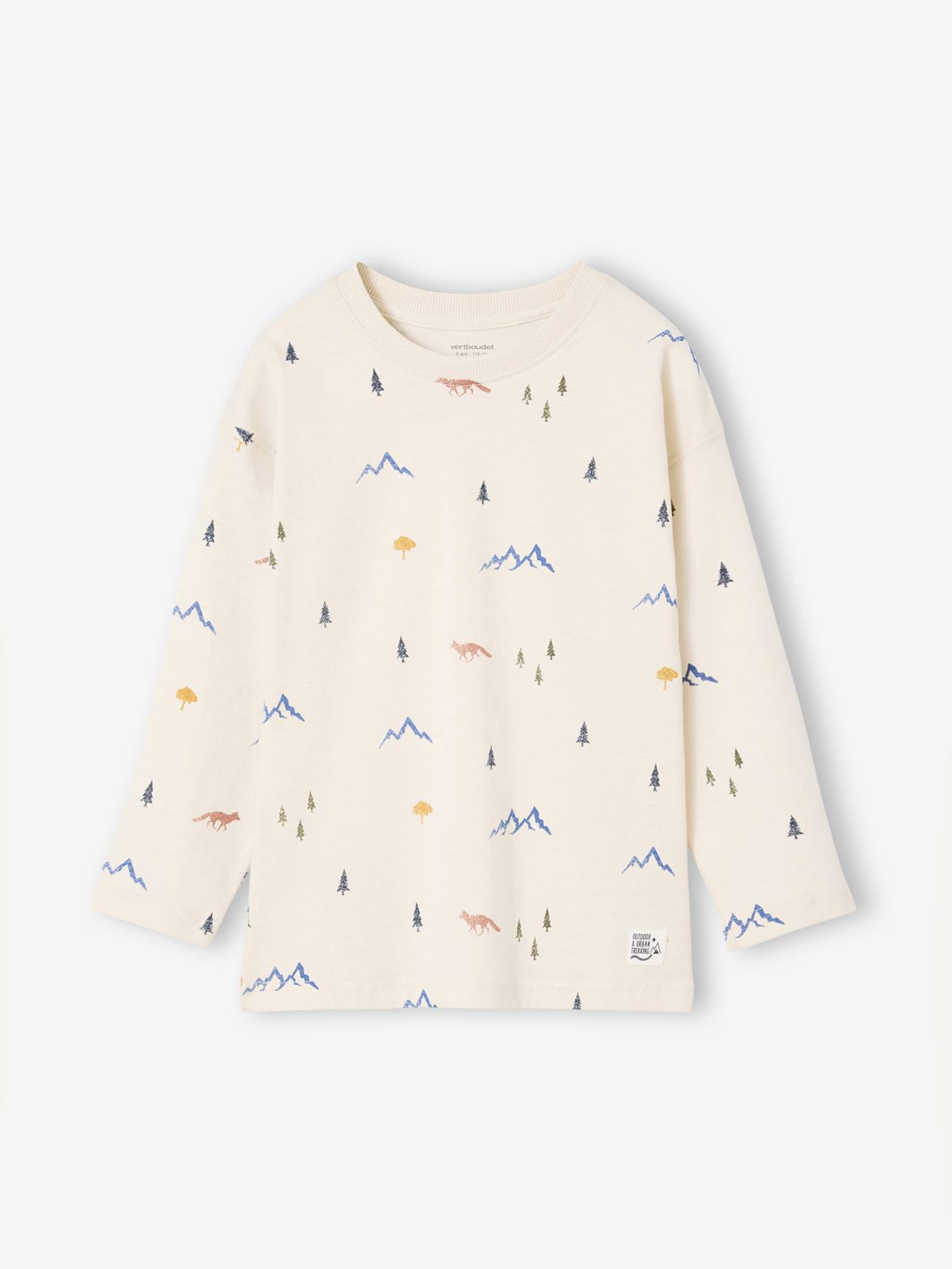 T-shirt met lange mouwen en print voor jongens wit, bedrukt afbeelding