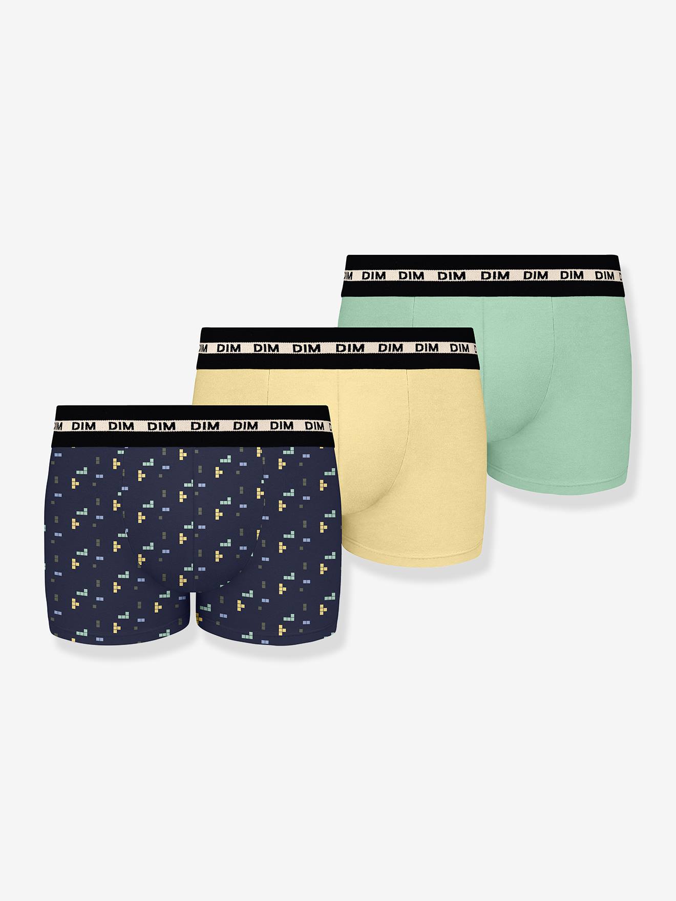 Set van 3 boxershorts voor jongens met gameboy-motief van Ecodim geel