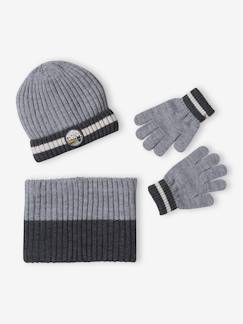 Jongens-Babyset jongen muts + snood + wanten « Montagnes »