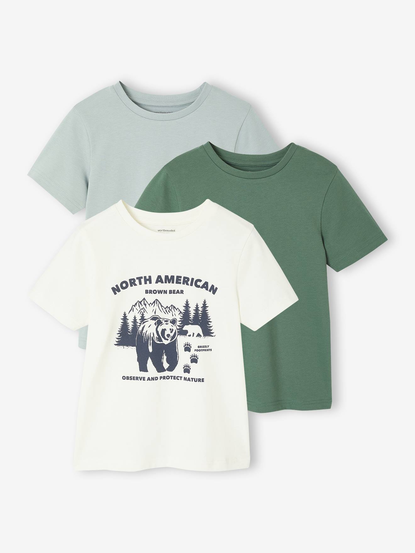 Set van 3 T-shirts met korte mouwen jongens groen afbeelding