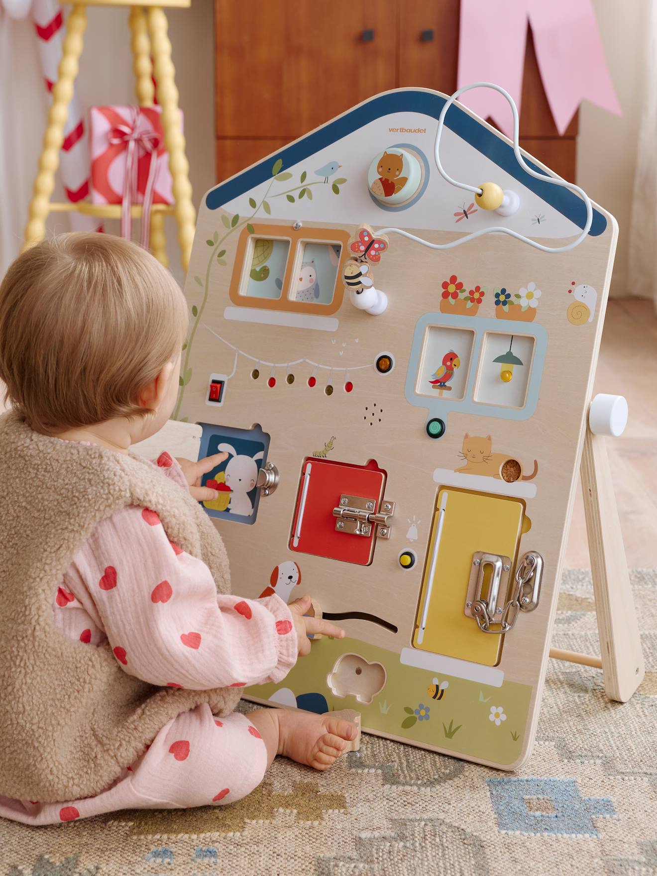 Activiteitenbord met geluid en licht van FSC®-hout - hout, Speelgoed